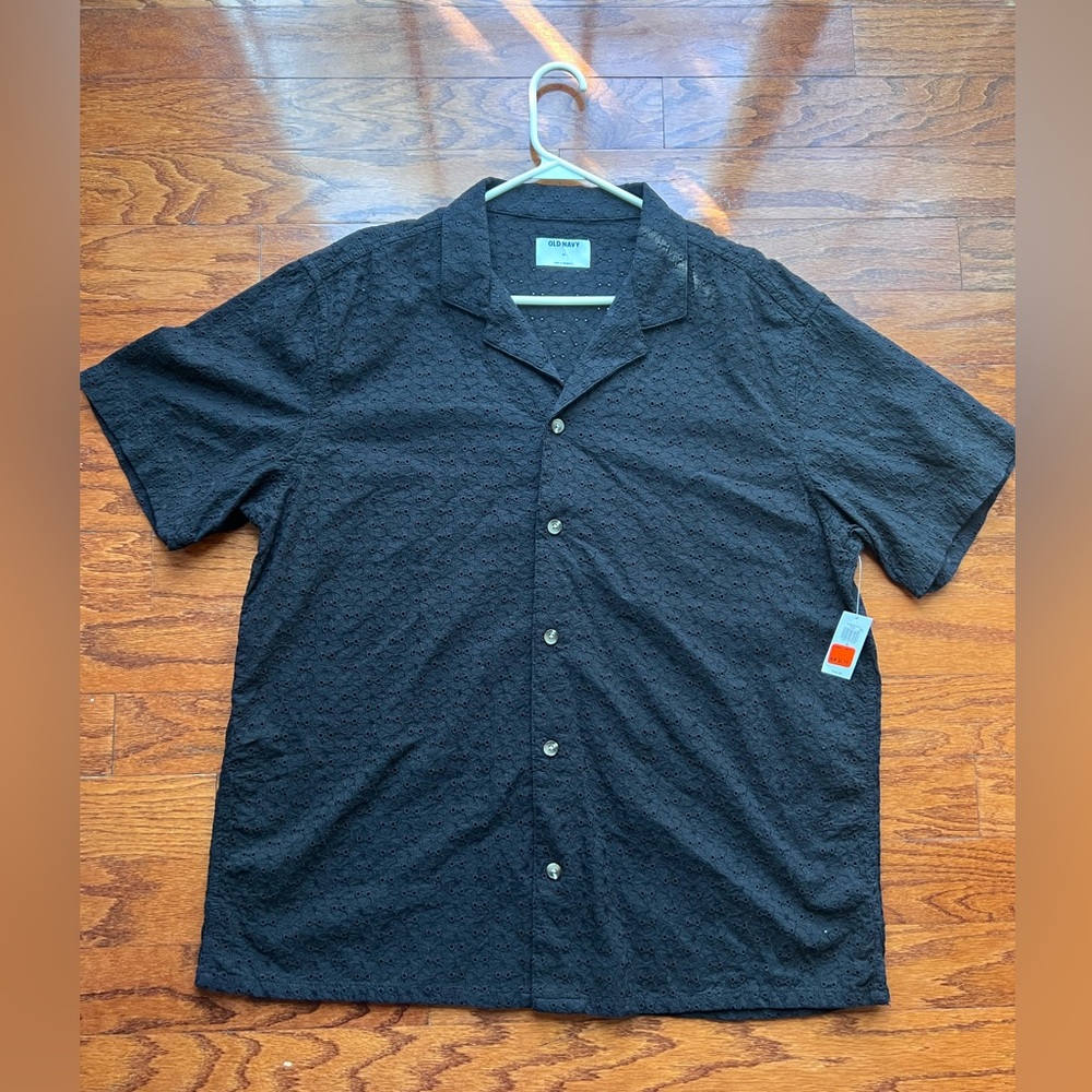 Old Navy Textured Black Button Down Shirt